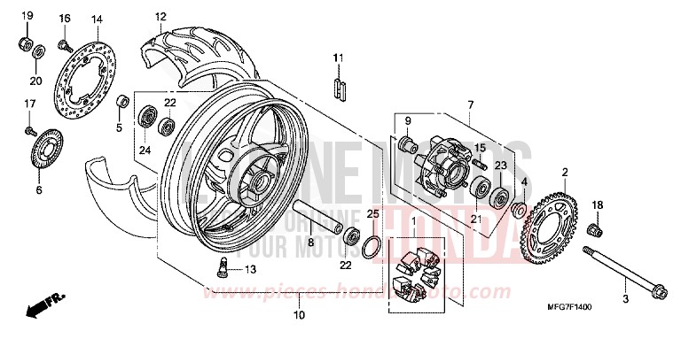 REAR WHEEL for CB600F Hornet CANDY XENON BLUE (PB324) from 2007